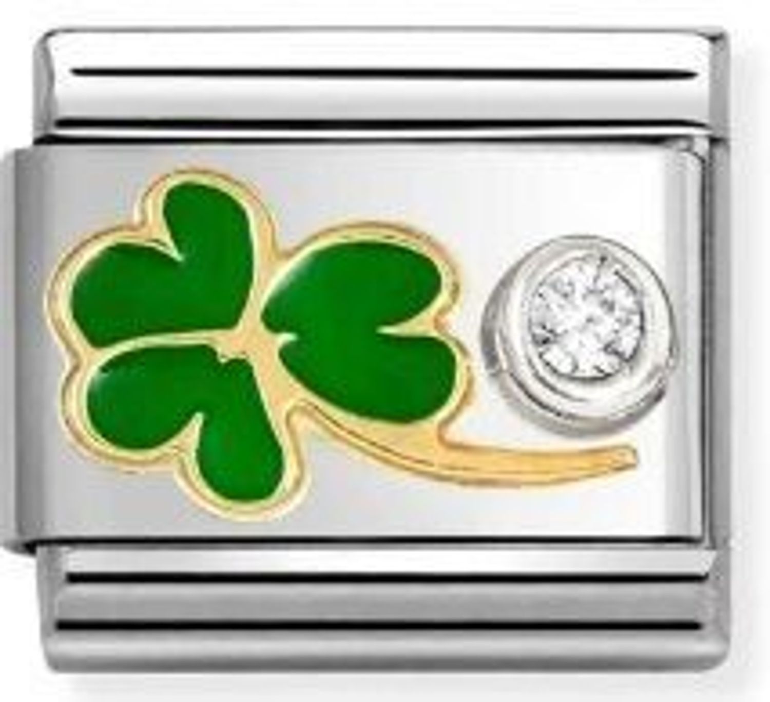 Charms Nomination Link 18K zawieszka złoto Zielona Koniczynka 630302 12.jpg